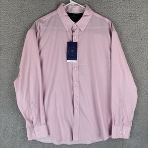 NEW Con.Struct Button Shirt Mens XL Pink Gingham Check 4 Way Stretch Long Sleeve